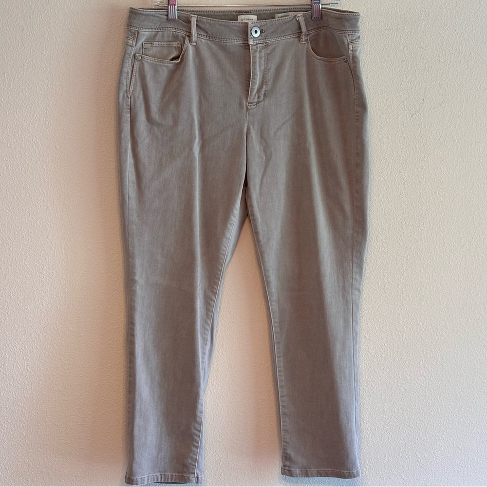 J. Jill Women's Cropped Jeans in Tan Size 14 Petite Slim Ankle